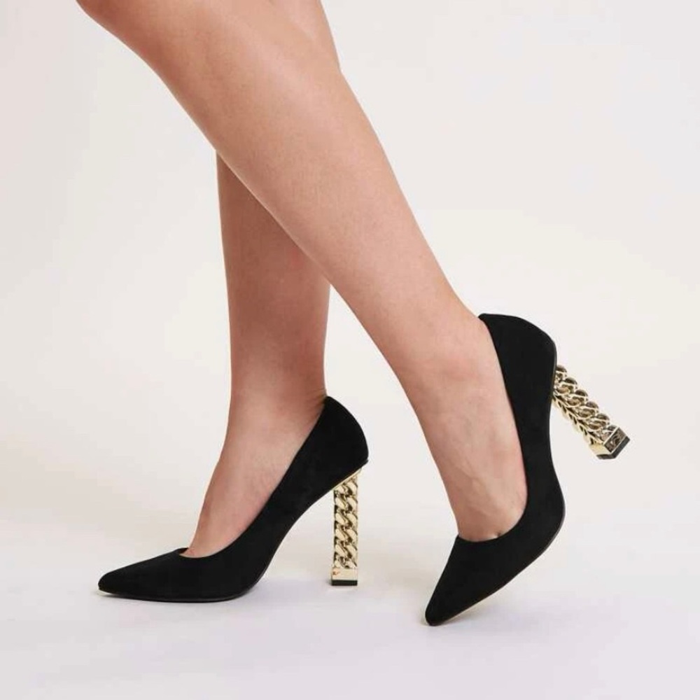 Point Toe Sculptural Heeled Court Pumps SZ 9